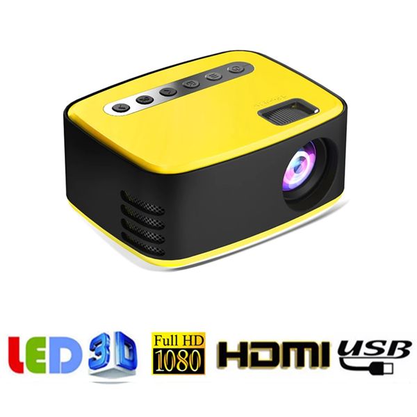 T20 Mini Projector Portátil Fácil de transportar projetores em miniatura de mídia USB 1080p LED de mídia caseira