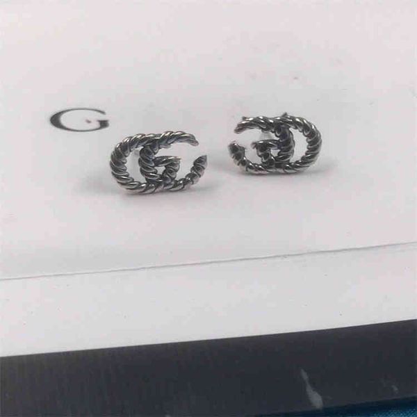 

2023 designer new fashion jewelry gujia fashion classic double letter twist flower piping net red temperament female personality 925 silver, Golden