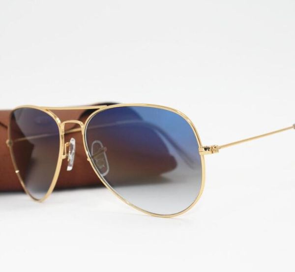 Designer de marca clássico piloto óculos de sol moda feminina óculos de sol uv400 armação dourada espelho verde 58mm masculino 62mm lente