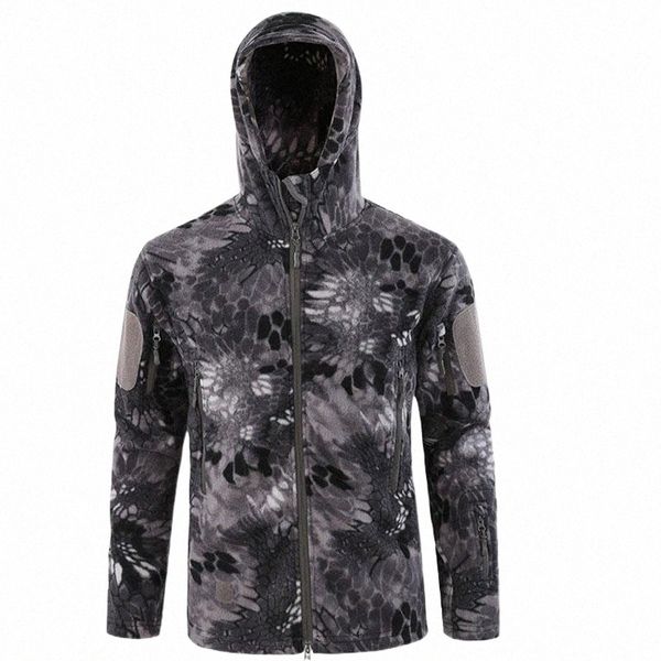 

men's jackets autumn and winter camouflage fleece jacket warm with fur liner military training suit cold coat s8tl#, Black;brown
