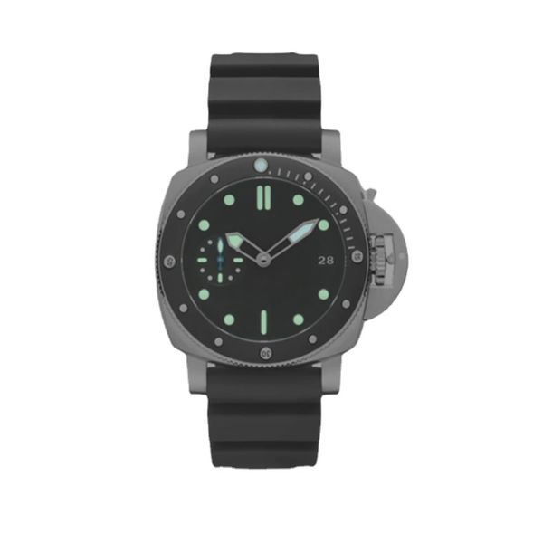 

47mm mens womens mechanical automatic watch black blue rubber calendar ceramic bezel, Slivery;brown