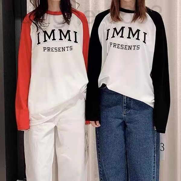 

women's t-shirt designer spring and summer immi round neck raglan sleeve drill letter long t-shirt women kico, White