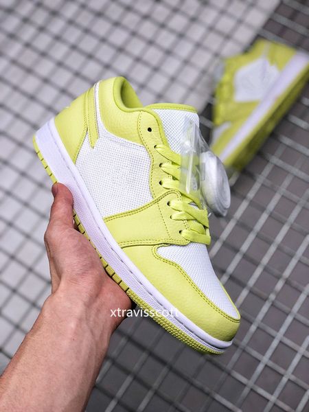 

mens shoes jumpman 1 low og lemon yellow basketball shoe sports sneakers real leather color lemon yellow/white size 36-47 available