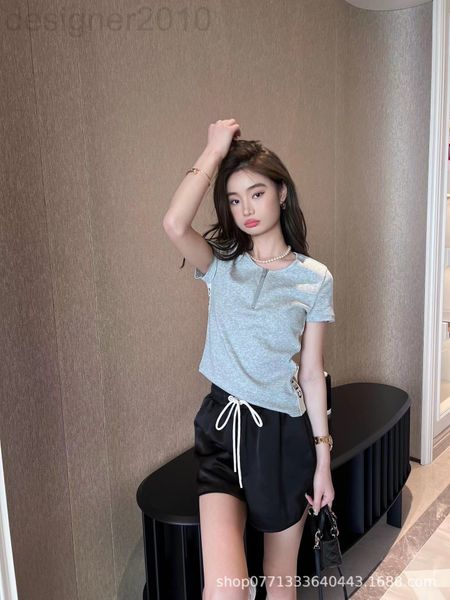 

women's t-shirt designer ce home 2022 spring and summer new short sleeved t-shirt women's zipper design sense of niche slim chic y, White