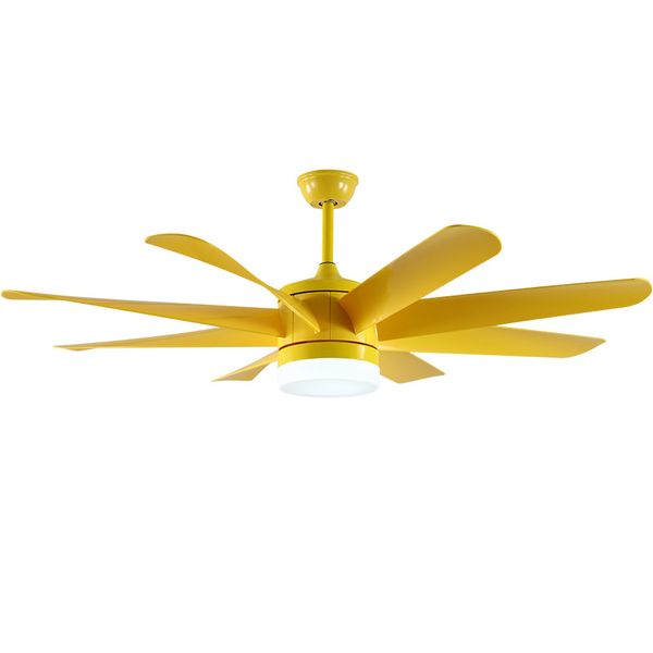 Grande ventilatore da soffitto da 60 pollici con pale in ABS leggero 8 in giallo per patio soggiorno camera da letto fattoria 110V 220V