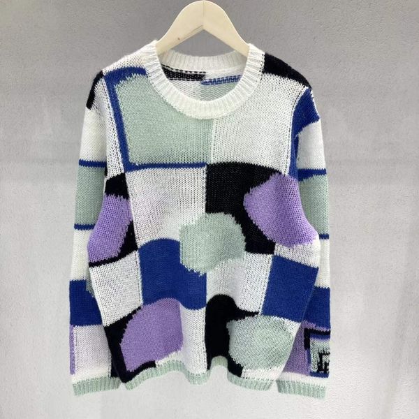 

women's knits & tees 2022 autumn o neck long sleeve panelled high end jacquard pullovers women's designer sweater 0620-5, White