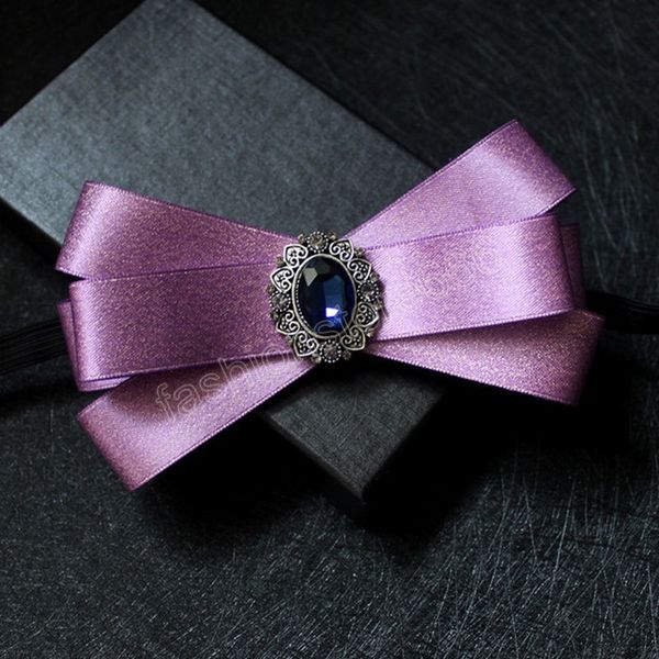 

fashion handmade stewardess professional bow tie men's business ladies formal dress collar flower british rhinestones bowtie, Black;gray