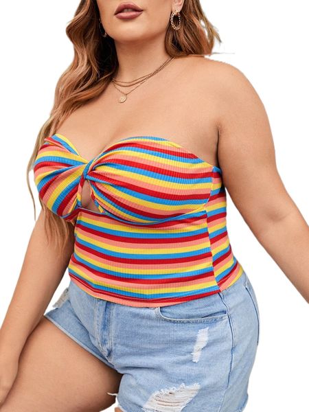 

plus rainbow stripe twist bust tube o0ea#, Black