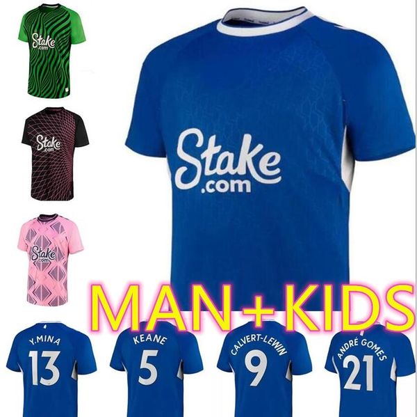 

everton 22 23 calvert-lewin sigurdsson kean soccer jerseys richarlison james allan rodriguez calvert lewin football shirts 2022 2023 men kid, Black;yellow