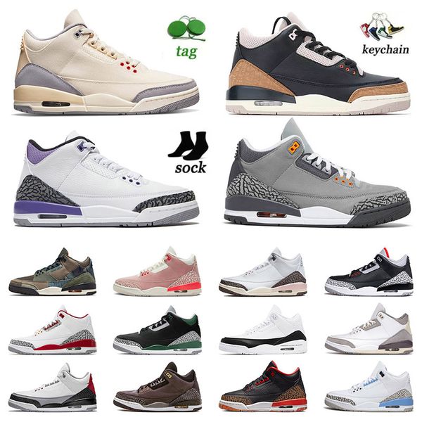 

2023 jumpman 3 woman basketball shoes 3s sneakers cool grey desert elephant dark iris muslin kumquat mocha cardinal red pine green men women