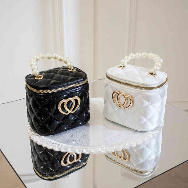 

women's mini crossbody bag pvc shoulder bags 2021 girl shopper purses fashion casual diamond lattice pearl handle chain handbags