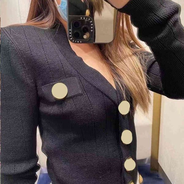 

women's knits & tees home b vertical stripe wool knitted slim fit jacket gold button fashion v-neck solid color sweater, White