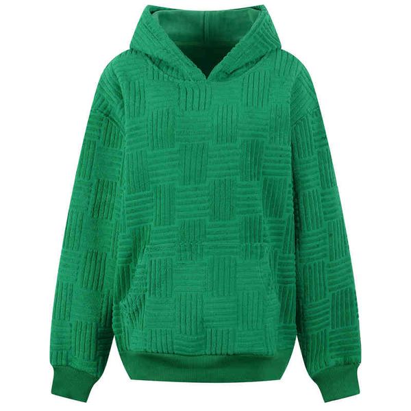 

women's knits tees men's and women's hooded green sweater medium length loose autumn winter style temperament aging m7rx, White