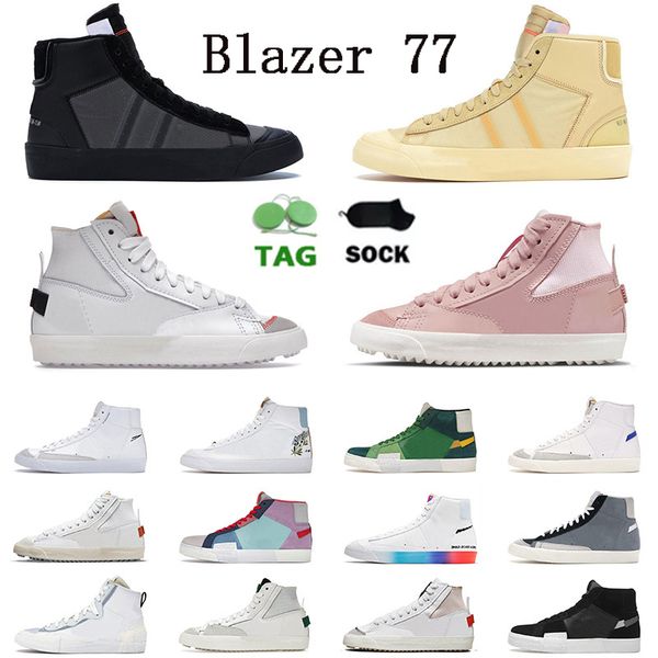 

2022 fashion men women flat blazer mid 77 sneakers shoes designer offs white black all hallows eve indigo glaze powder legend blue jumbo