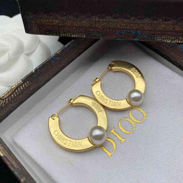

outlet gold letter earrings new red back hanging pearl earrings ywyx, Golden