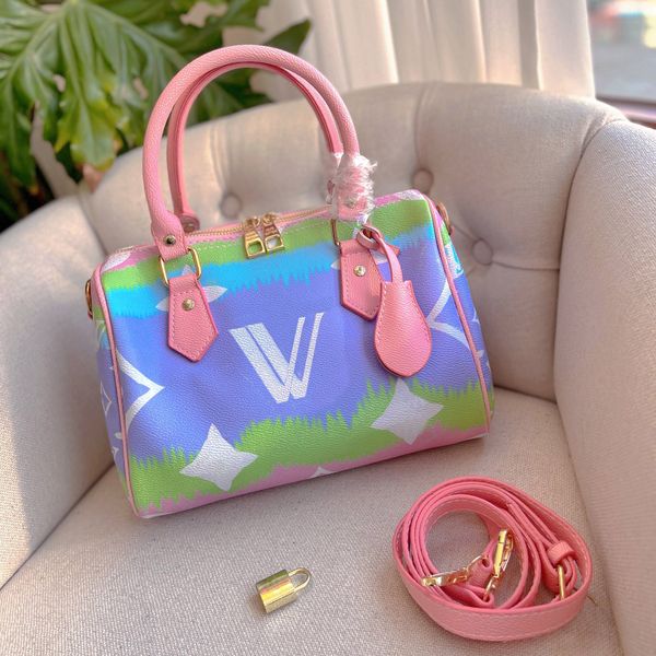

classic flower full print gradient women totes bags handbag luxurys designers shouder crossbody bag genuine leather messenger ladies travel