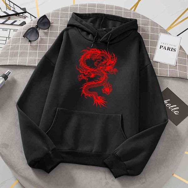 Red Dragon Fashion Sweat Printing Felpa con cappuccio da uomo Oversize Felpe larghe Autunno Felpe con cappuccio in pile Moda Abbigliamento casual Uomo New Y220615