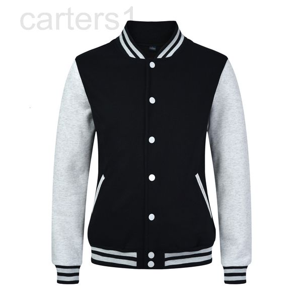 

men's hoodies & sweatshirts designer autumn and winter stand collar single breasted youth cardigan side seam pocket baseball jacket[str, Black