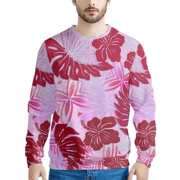 Maglioni da uomo Pullover con scollo a O di alta qualità Felpa con cappuccio tradizionale polinesiana Stampa floreale Stampa elegante Felpa speciale autunnale da uomo