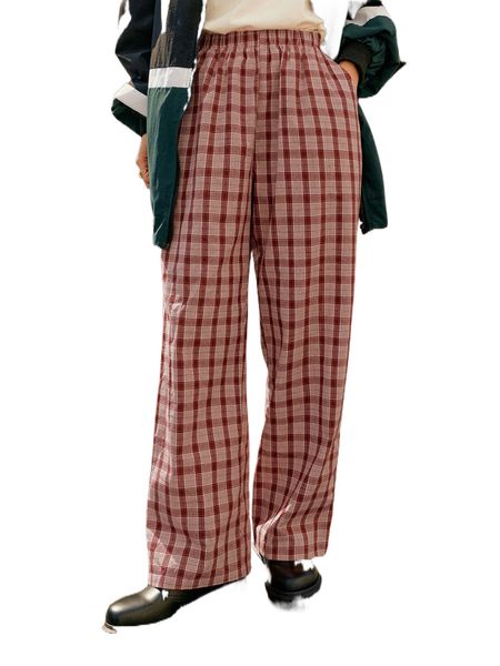 

dazy plaid print slant pocket pants q9wq#, Black;white