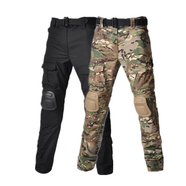 Calça de calça masculina Militar Tática Militar Camuflagem Cargo dos EUA CP Paintball Combate Troushers com joelheiras