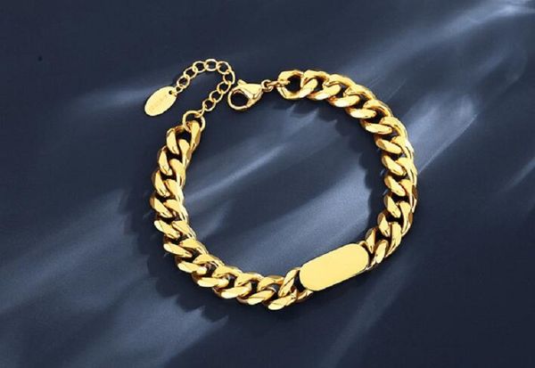 

18k gold plated chains men's and women's street trendy hip hop cuba bracelet 7mm, Silver