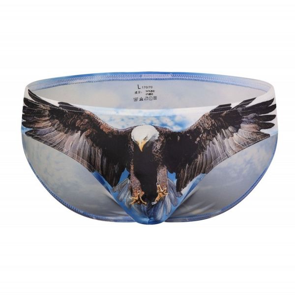 

3pk men's underwear lingerie eagle graphic printed low-rise briefs underpants #1034sj, Black;white