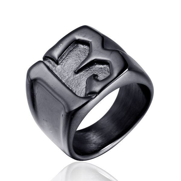 

good quality 316l stainless steel punk ring gothic gold silver retro men's classical hindu-arabic arabic number 13 ring jewelry, Golden;silver