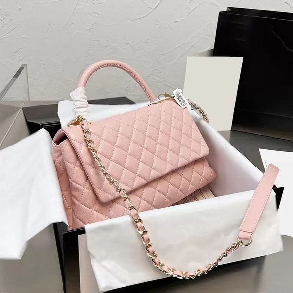 

22p summer womens jumbo maxi caviar leather calfskin bags quilted handle totes gold metal hardware chain crossbody shoulder multi pochette p