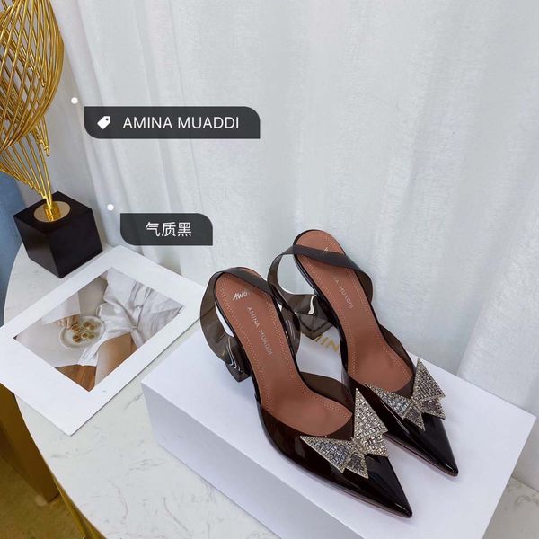 

summer new style sandal shoes pointed rhinestone bow tie cross strap satin french minority covered head high heel sandals single shoe women, Black