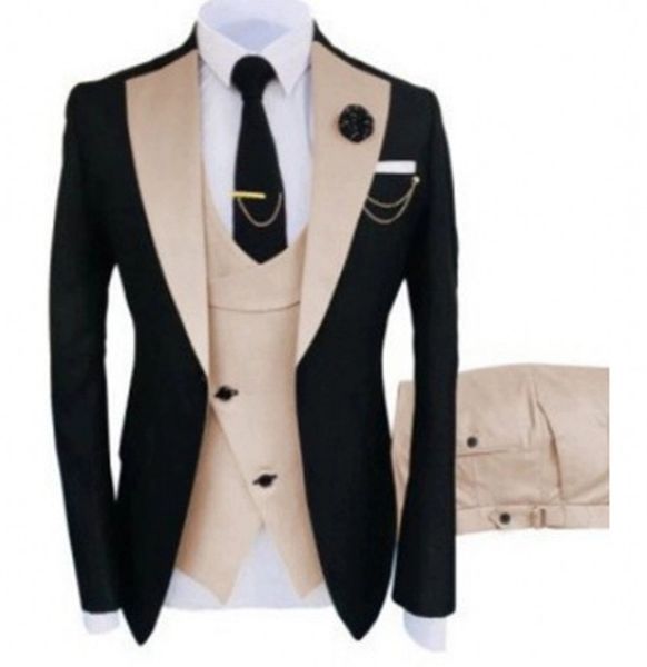 Smoking nero smoking smoking talltch tassino in giro slim fit da uomo abito da sposa abito da sposa eccellente giacca da uomo blazer da 3 pezzi giacca pantaloni cravatta 963