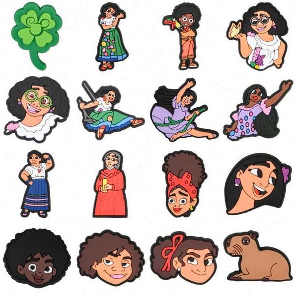 

popular encanto movie character croc shoe charms, White;pink