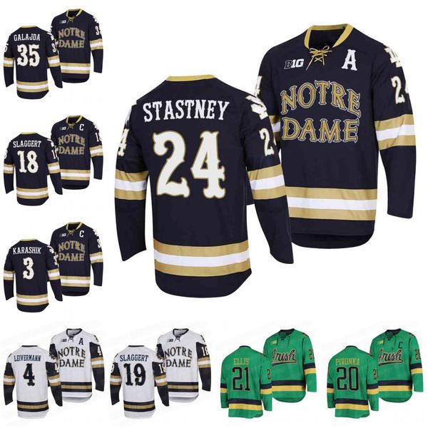

notre dame fighting irish 2022 ncaa regional finals navy hockey jersey landon slaggert matt galajda jesse lansdell max ellis leivermann spen, Black