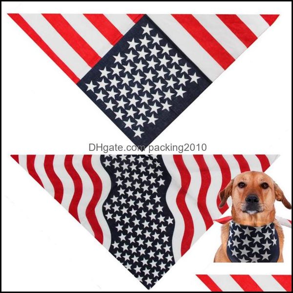 Outros suprimentos para cães Pet Home Garden Garden Criativo Bib Stripe Star Double Side Layer America Flag Colle