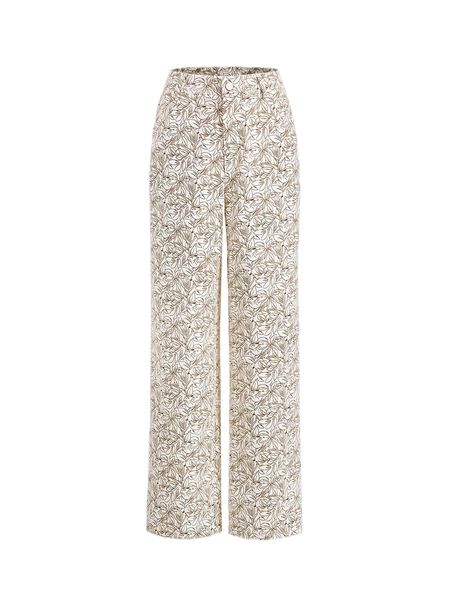 

mod allover floral print straight leg pants b5xx#, Black;white