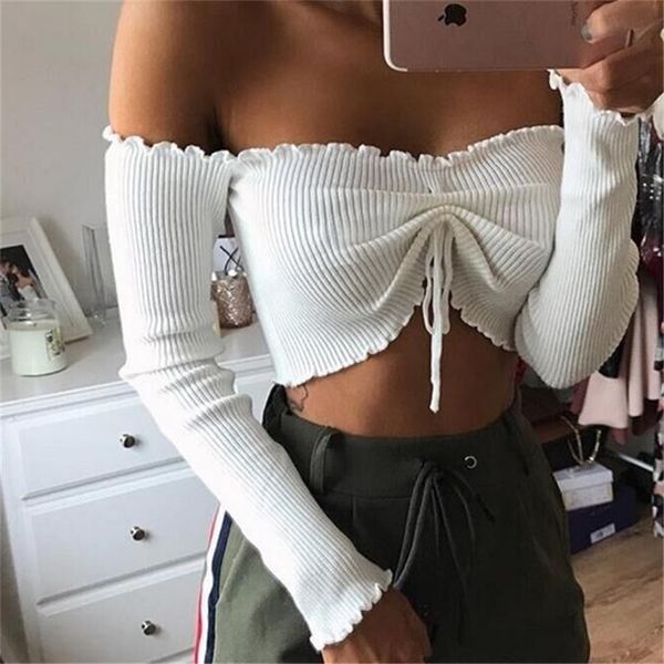 

backless lantern sleeve short tshirt women square collar summer women bow tie women t shirt 210317, White