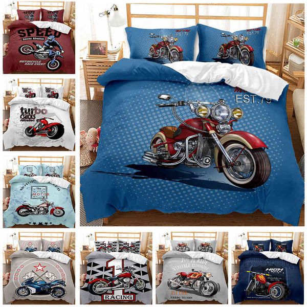 Set biancheria da letto per pilota di motocross Copripiumino per sport estremi per bambini Bambini Adolescenti Trapunta per motociclista Dirt Bike Quilt