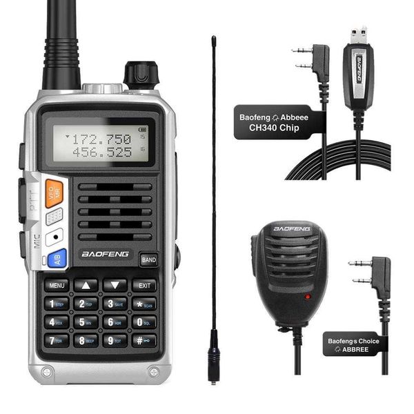 BaoFeng UV-S9 Plus UHF/VHF Hochleistungs-771-Antennenlautsprecher, USB-Kabel, Autoladegerät, Amateurfunk, Walkie-Talkie