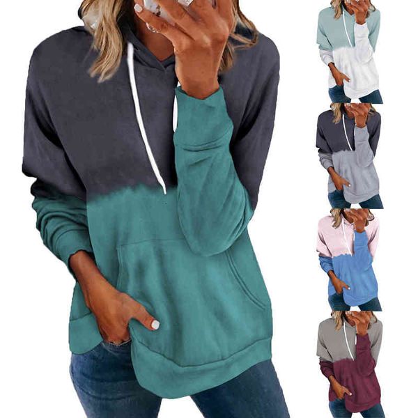 

women's hoodies & sweatshirts 2022 autumn and winter contrast color hoodie women's loose casual long sleeved bottomed shirt s3td, Black