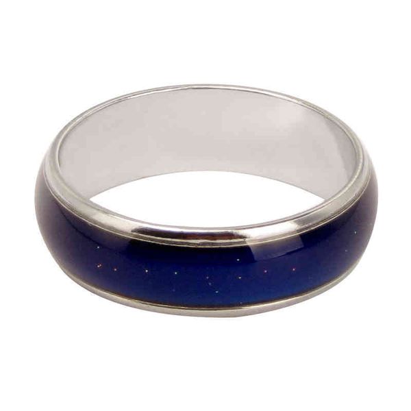 

rings fashion simple 6mm male and female couples warm mood color changing ring, Silver