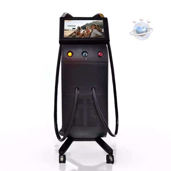 

3 wavelength 755 808 1064nm diode laser permanent hair removal aesthetics device, Black