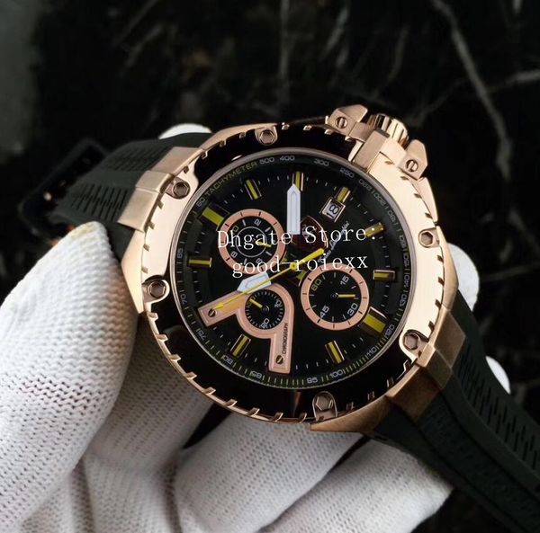 Relógios masculinos cronógrafo vk quartz assista a homens tachymetre preto dlc revestimento esportivo de corrida rosa de ouro rosa strap strap ronda calendário wristwatches