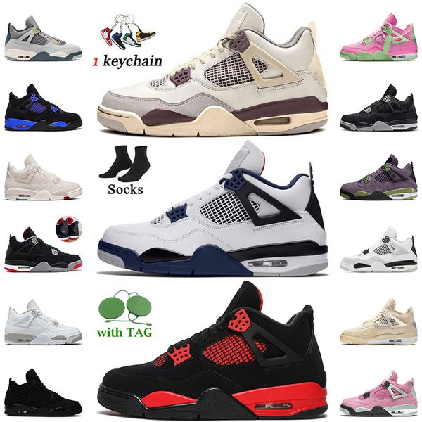 

large size eur 47 designer sneakers athletic men sport basketball shoes with socks jumpman 4 craft midnight navy 4s red blue thundes canyon