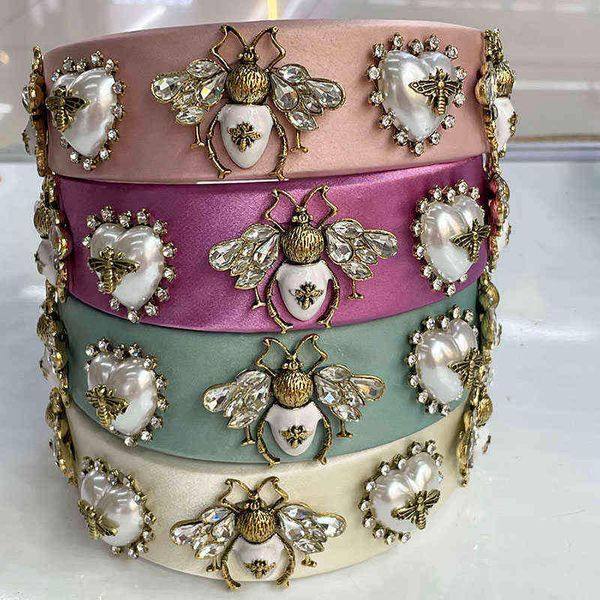 

baroque rhinestone big stone hairband headband hair accessories aa220323, Pink