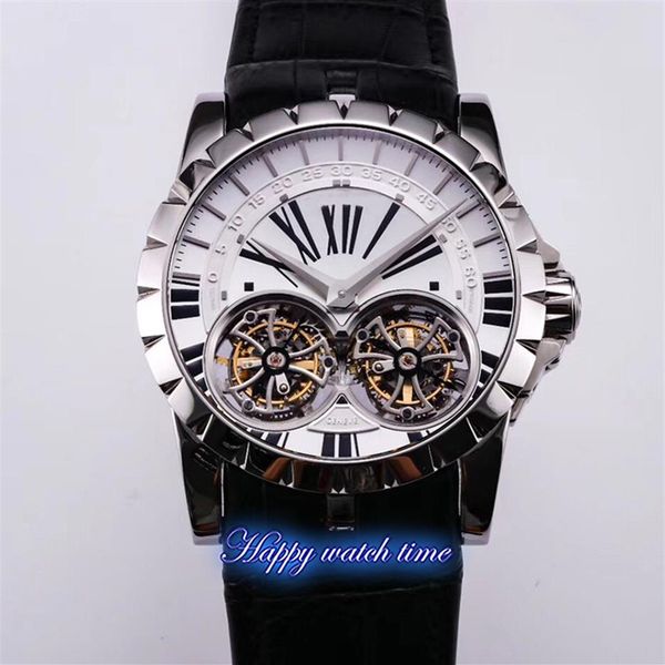 

high version rddbex0250 white date dial silver stainless steel case automatic mechanical movement mens watch black leather strap w299p, Slivery;brown