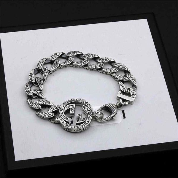 

70% off outlet online new double carved and trendsetters versatile men women lovers sterling silver bracelet valentine's day 309a, Golden;silver