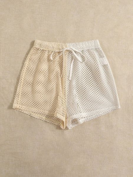 

colorblock drawstring cover up 93zk#, White;black