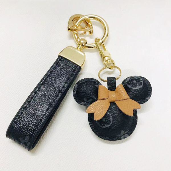 

new trendy cute cartoon leather keychain car key handbag accessories keyrings for women gift, Silver