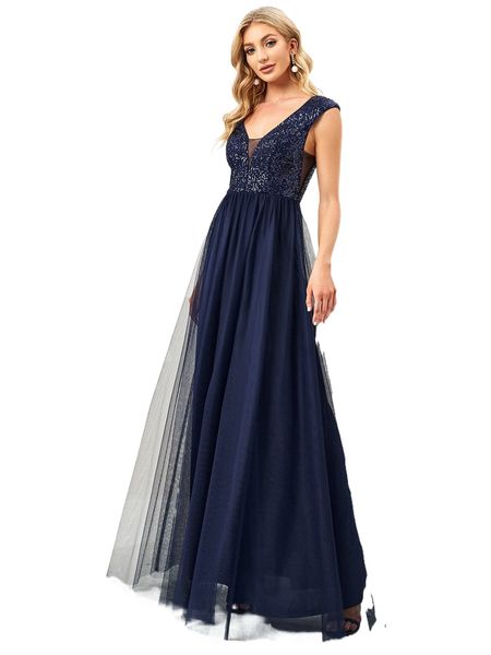 

ever-pretty contrast sequins a-line dress h4ft#, Black;gray