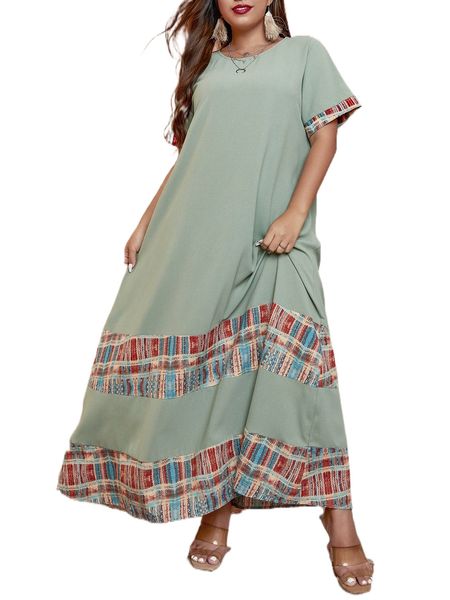 

plus geo print tunic dress without belt 24a4#, Black